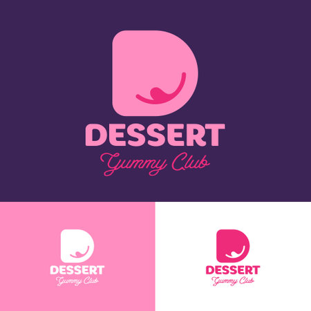 D monogram. Desserts and sweet food emblem. Letter D with smile and tongue.のイラスト素材