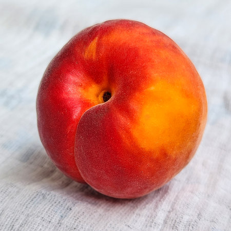 Red-sided ripe apricot on a linen tablecloth. summer fruits.の写真素材