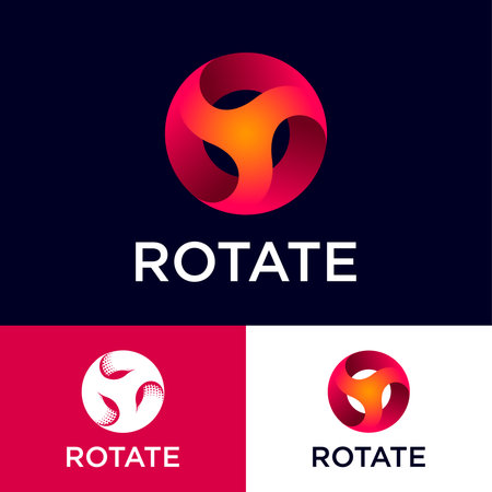 Rotate emblem. Symbol of movement and rotation. Mechanism icon. Identity, business card.のイラスト素材