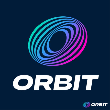 Orbit emblem. The monogram consists of concentric ellipses like orbits.のイラスト素材