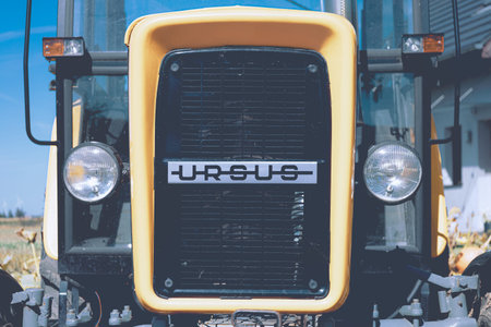 Ursus tractors logo on the front of a vintage C-360 model.