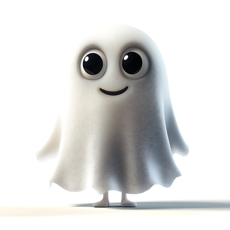 ghost isolated on a white background. 3d render. Halloween conceptの素材