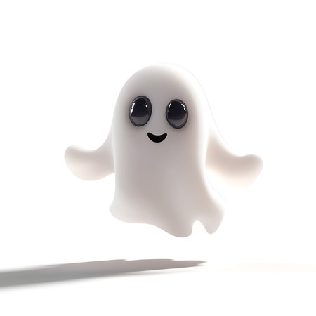 ghost character isolated on white background. 3d render. Halloween conceptの素材