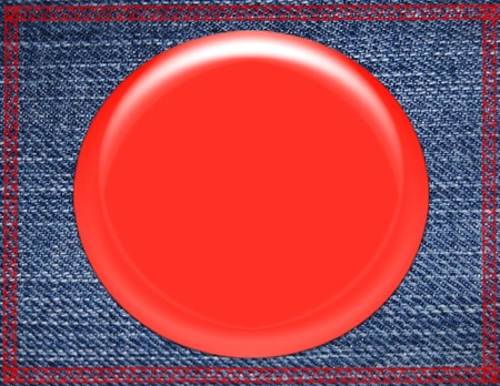 Red Button Pin on Blue Denim