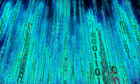 cyberspace with digital rising, digital city, abstract backgroundの写真素材