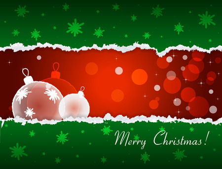 Christmas and New Year Vector background with some space for text with torn paper effect Bokeh Snowflakesのイラスト素材