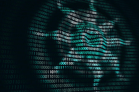 circular waves on abstract digital green blue wall in cyberspace, binary technology background