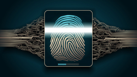 fingerprint scanning - digital biometric security system, accessのイラスト素材