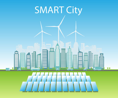Smart cities consume alternative natural energy sources. Pattern, place for textのイラスト素材