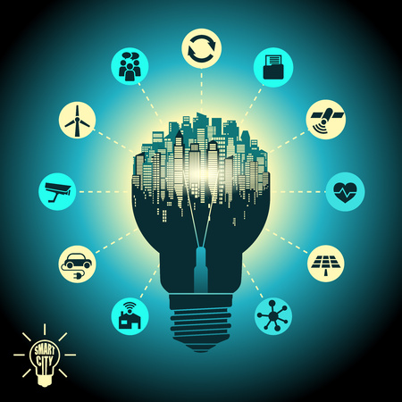 The concept of creative innovation smart cityのイラスト素材