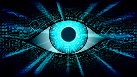 Big brother electronic eye concept, technologies for the global surveillance, security of computer systems and networks, well organized layersのイラスト素材