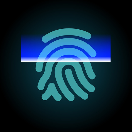 Abstract fingerprints scanning process - access control system, security, data protectionのイラスト素材