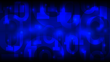 Matrix blue background with binary code, digital code in abstract futuristic cyberspace, artificial intelligence, big data, vector illustrationのイラスト素材