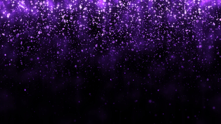 Luxury background with glitter falling purple particles. Beautiful holiday light background template for premium design. Falling shiny magic particle with lightの写真素材