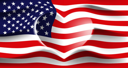 USA with love. American national flag with heart shaped waves. Background in colors of the american flag. Heart shape, vector illustrationのイラスト素材