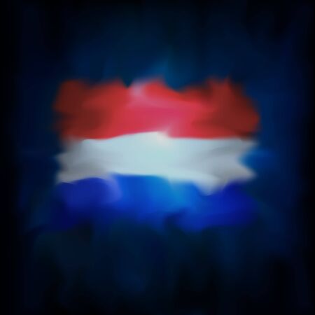 Abstract flag of the netherlands on dark blue sky background for creative design. Netherlands flag banner design. Graphic abstract blurred background. Nation patriotic vector, templateのイラスト素材