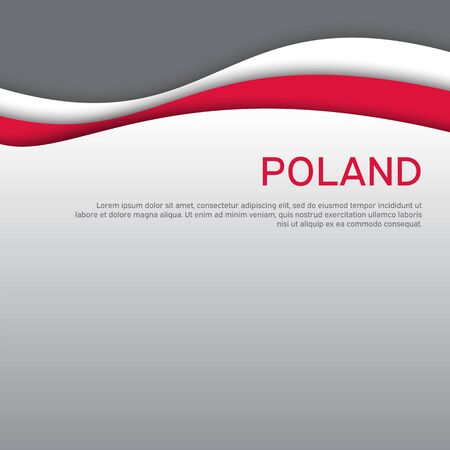 Cover, banner in national colors of Poland. Abstract waving poland flag. Paper cut style. Patriotic cover, business booklet, flyer. National polish poster. Vector designのイラスト素材