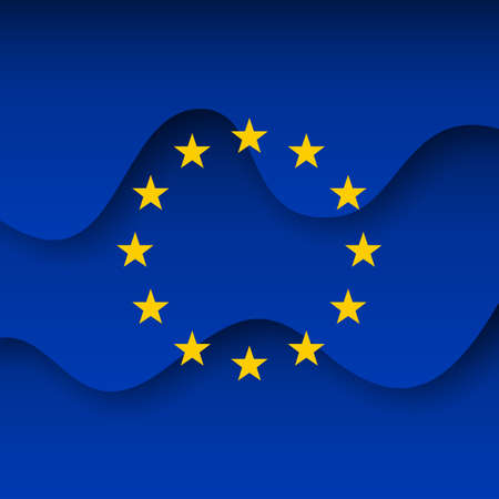 European union abstract flag background for creative design. Graphic wavy background, template. Paper cut.のイラスト素材
