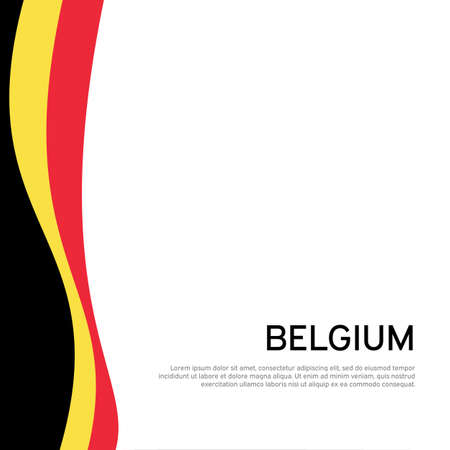 Abstract waving belgium flag. Creative background for belgium holidays postcard design. Business booklet. Paper cut style. Graphic background for poster. Vector illustration of belgian flag. Bannerのイラスト素材