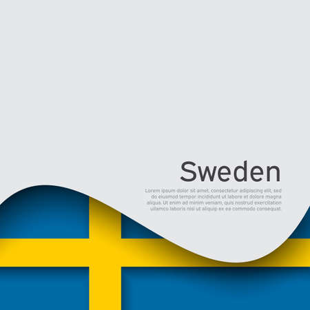Sweden flag on a white background. National poster design. Business booklet. State swedish patriotic banner, flyer. Background with flag of sweden. Wave pattern. Vector illustrationのイラスト素材