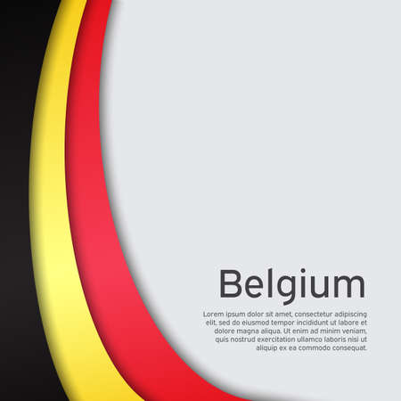 Abstract waving belgium flag. Creative background for belgium holidays postcard design. Business booklet. Paper cut style. Graphic background for poster. Vector illustration of the belgian flag. bannerのイラスト素材