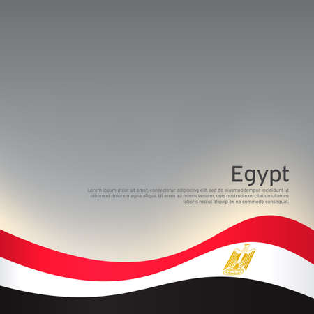 Abstract waving egypt flag. Creative background for egypt patriotic holiday card design. National poster. State Egyptian patriotic cover, flyer. Vector designのイラスト素材