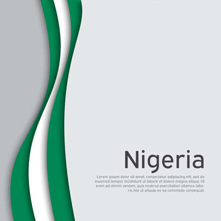 Abstract waving nigeria flag. Creative background in nigeria flag colors for holiday card design. National poster. State nigerian patriotic cover, business booklet, flyer. Paper cut. Vector designのイラスト素材