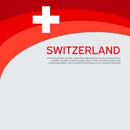 Abstract waving switzerland flag. Creative background for the design of patriotic swiss holiday cards. National poster. Cover, banner in national colors of switzerland. Vector illustrationのイラスト素材
