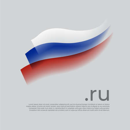 Russia flag watercolor. Colored stripes russian flag on a white background. Vector stylized design of national poster with ru domain, place for text. Tricolor. State patriotic banner russia, coverのイラスト素材