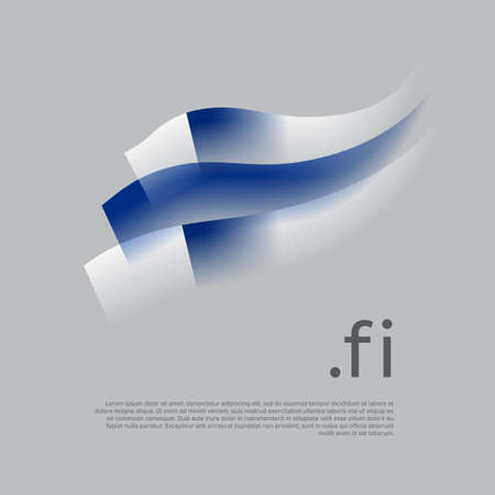 Finland flag watercolor. Stripes colors of the finnish flag on a white background. Vector stylized design national poster with fi domain, place for text. State patriotic banner of finland, coverのイラスト素材