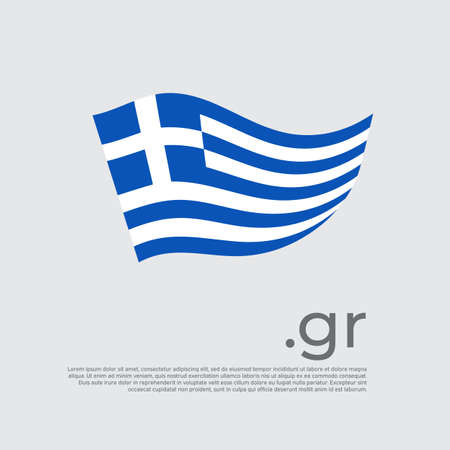 Greece flag. Colored stripes greek flag on a white background. Vector design of national poster with gr domain, place for text. Brush strokes. State patriotic banner of greece, coverのイラスト素材