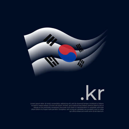 South Korea flag. Stripes colors of the south korean flag on a dark background. Vector stylized design national poster with kr domain, place for text. State patriotic banner, coverのイラスト素材