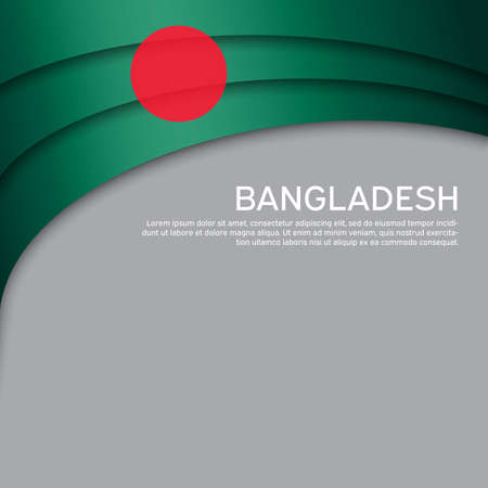 Bangladesh flag, mosaic map on gray background. Paper cut style. Vector banner design, bangladeshi national poster. Cover for business booklet. State patriotic, flyer, brochureのイラスト素材
