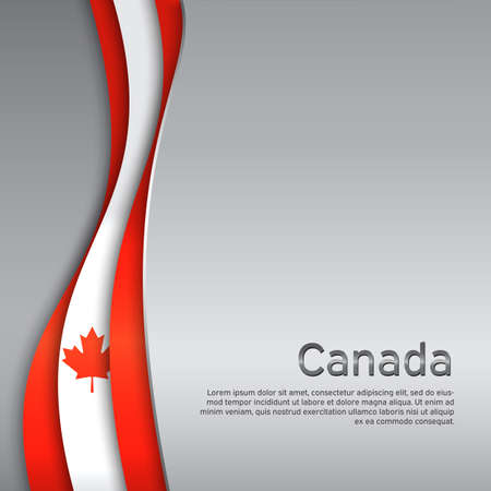 Abstract waving flag of canada. Creative metal background in canada flag colors for holiday card design. National Poster. State canadian patriotic cover, business booklet, flyer. Paper cut. Vector designのイラスト素材