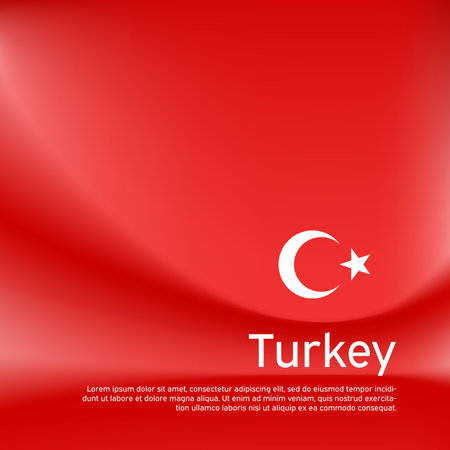 Turkey flag background. Blurred pattern in the colors of the turkish flag, business booklet. National banner, poster of turkey. State patriotic cover, flyer. Vector template designのイラスト素材