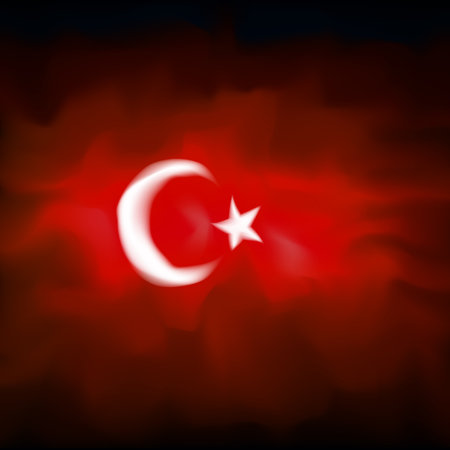 Turkey abstract flag background for creative design. Turkey patriotic vector, template. Turkish flag banner design. Graphic disturbing abstract watercolor backgroundのイラスト素材