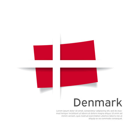 Denmark flag in paper cut style. Creative background in danish flag colors for holiday card design. National Poster. State denmark patriotic cover, business booklet, flyer. Vector designのイラスト素材