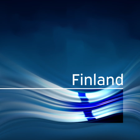 Finland flag background. Abstract finnish flag in the blue sky. National holiday card design. Business brochure design. State banner, finland poster, patriotic cover, flyer. Vector illustrationのイラスト素材