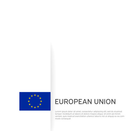 European union flag background. State patriotic EU banner, cover. Document template with eu flag on white background. National poster Business booklet. Vector illustration, simple designのイラスト素材