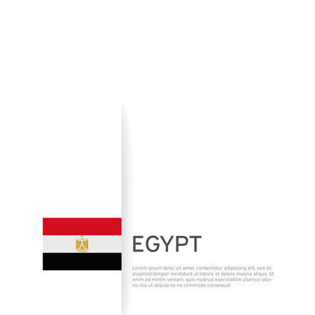 Egypt flag background. State patriotic Egyptian banner, cover. Document template with egypt flag on white background. National poster Business booklet. Vector illustration, simple designのイラスト素材