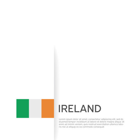 Republic of Ireland flag background. State patriotic irish banner, cover. Document template with ireland flag on white background. National poster Business booklet. Vector illustration, simple designのイラスト素材