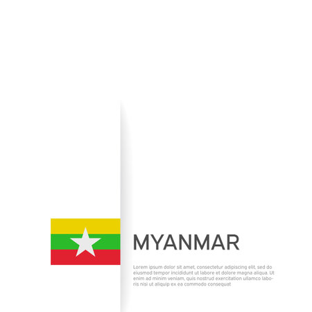 Myanmar flag background. State patriotic myanmar banner, cover. Document template, flag on white background. National poster Business booklet. Vector illustration, simple designのイラスト素材