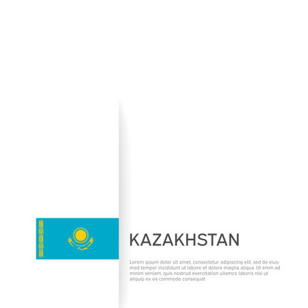 Kazakhstan flag background. State patriotic kazakh banner, cover. Document template with kazakhstan flag on white background. National poster Business booklet. Vector illustration, simple designのイラスト素材