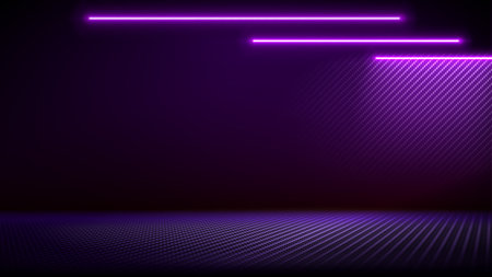 Studio interior with carbon fiber texture. Modern carbon fiber textured pink purple interior light. Background for mounting, product placement. Vector mockup, background, templateのイラスト素材