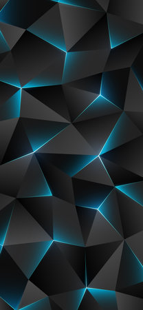 Dark low poly background. Abstract geometric smartphone wallpaper, concept innovation. Gray cyan blue triangles background. Polygonal, futuristic design. Vector illustrationのイラスト素材
