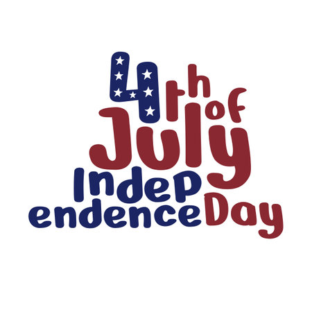 July 4th independence day hand lettering. Inscription fourth of july independence day for greeting card. Happy Independence Day calligraphy. White background. Vector illustrationのイラスト素材
