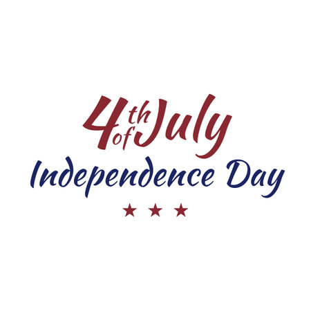 July 4th independence day hand lettering. Handwritten inscription fourth of july independence day for greeting card. Happy Independence Day calligraphy. White background. Vectorのイラスト素材