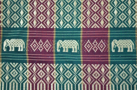 Thai silk pattern hand made with elephants