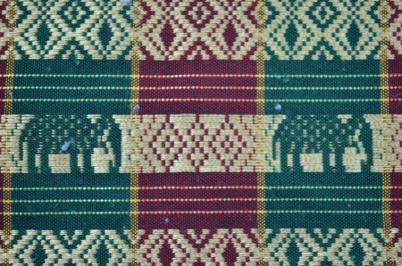 Thai silk pattern hand made with elephantsの写真素材