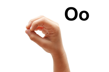 O kid hand spelling american sign language ASLの写真素材